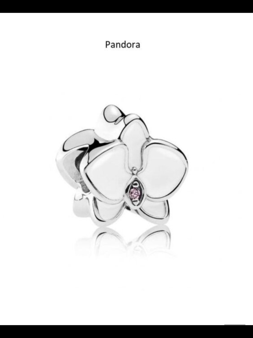 Pandora Sterling Silver Orchid Charm with Pink Accent